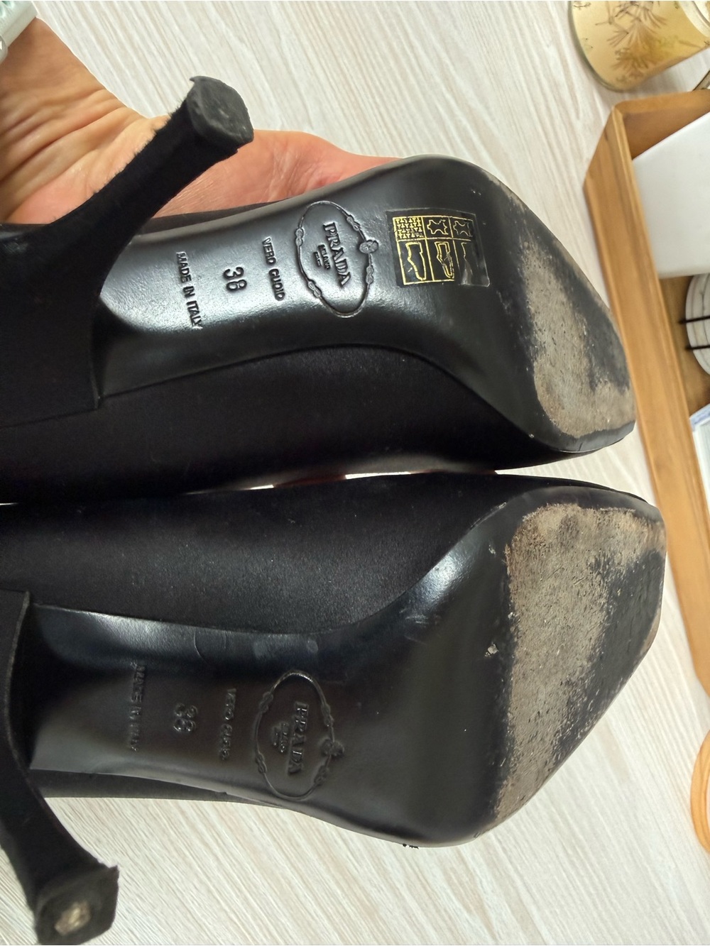 Prada Black Silk Crystal Diamanté
Peep Toe Court Shoes Heels Ladies 38, US8 - Picture 6 of 8